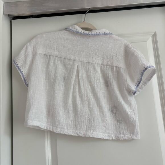 LIFE Women’s Summer Fruit Embroidered Novelty Cropped Button Down Top White S - Picture 2 of 6